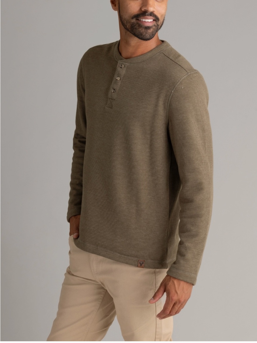 LIV Outdoor Fireside Sherpa Lined Thermal Henley Green L